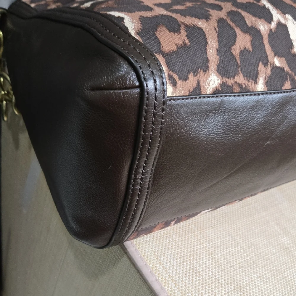 Coach Brown Leopard Print Shoulder Bag, large & Beautiful